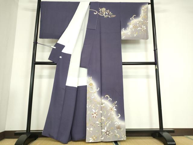 平和屋着物●訪問着　更紗花文　暈し染め　金彩　正絹　逸品　未使用　DABC3532az_1