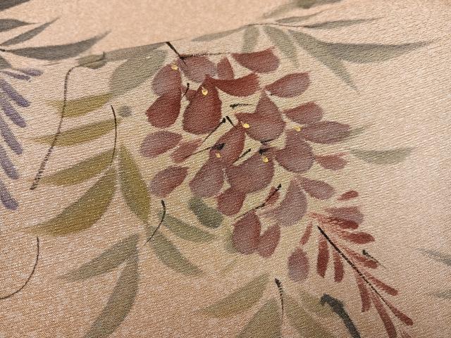 平和屋着物●訪問着　手描き　草花文　暈し染め　銀彩　正絹　逸品　未使用　AABG9023ph 平和屋着物○訪問着 手描き 草花文 暈し染め 銀彩 正絹 逸品 未使用