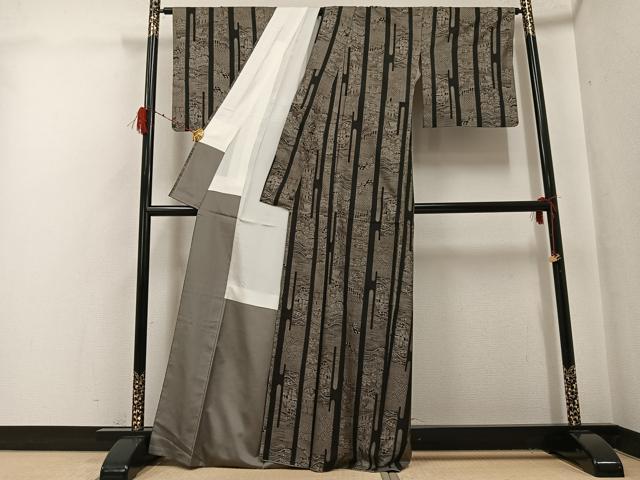 平和屋着物●本場大島紬　カタス12マルキ　風景草木文　正絹　逸品　AABH0414ph_2