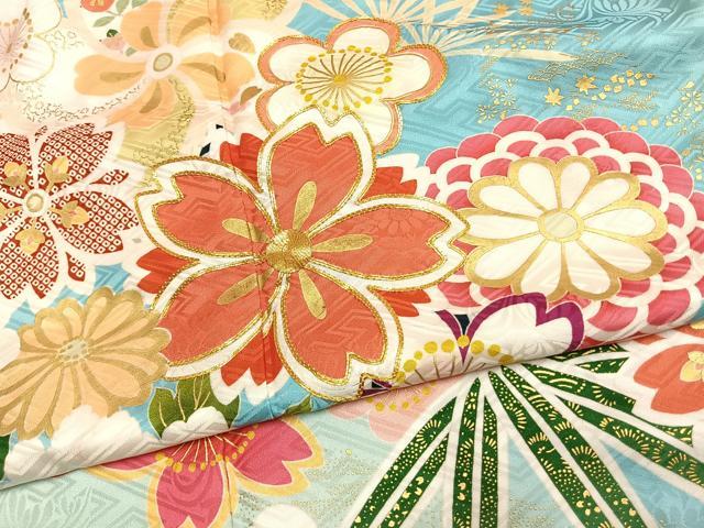 平和屋着物●豪華振袖　駒刺繍　松竹梅　暈し染め　金彩　正絹　逸品　AABH0486fy 平和屋着物○豪華振袖 駒刺繍 松竹梅 暈し染め 金彩 正絹 逸品