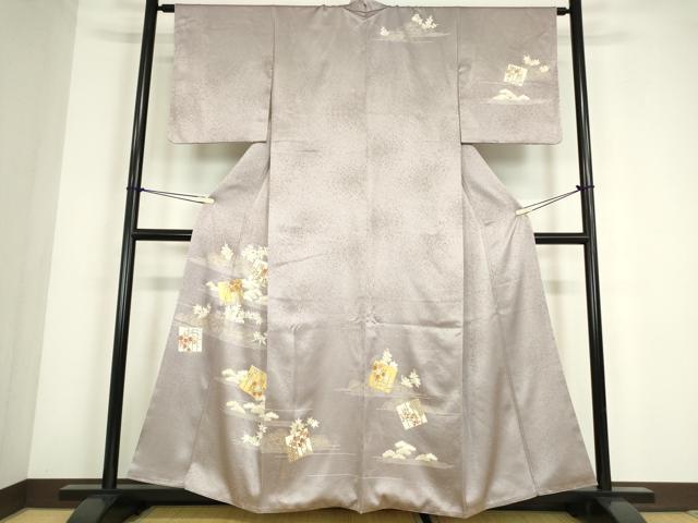 平和屋着物●訪問着　駒刺繍　源氏香花文　金彩　正絹　逸品　DABC3657az