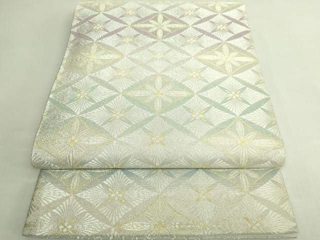 平和屋着物●極上　西陣　まいづる謹製　両方向　全通柄袋帯　洋花文　花菱文　金銀糸　証紙・反端付き　逸品　DZAB5771kh6