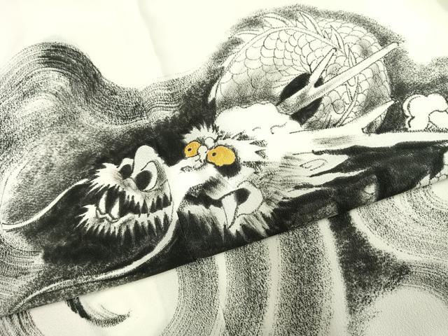 平和屋着物○男性 訪問着 手描き 龍 金彩 洗える着物 AABH0574fy【公式