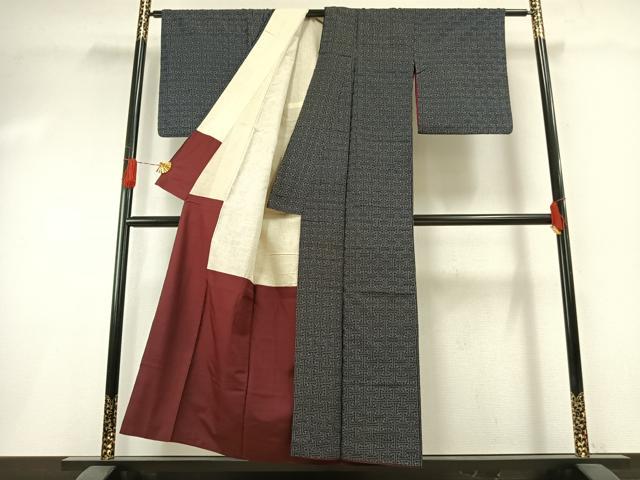 平和屋着物●上質な紬　秋名バラ柄　正絹　逸品　AABH0561fy_2