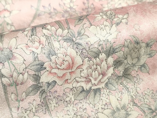 平和屋着物●創業460年・千總　小紋　反物　着尺　花尽くし　銀彩　鈴乃屋扱い　証紙付き　逸品　未使用　DABD7166zzz_5