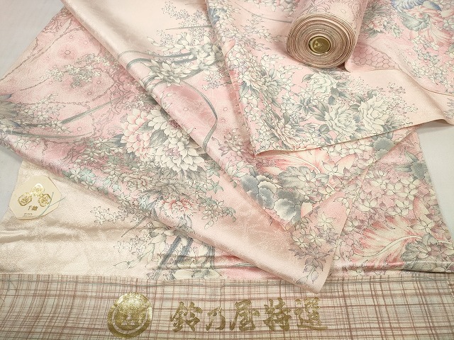 平和屋着物●創業460年・千總　小紋　反物　着尺　花尽くし　銀彩　鈴乃屋扱い　証紙付き　逸品　未使用　DABD7166zzz