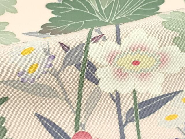 平和屋本店●極上　本加賀友禅作家　西川健一　訪問着　草花文　白茶色地　逸品　CZAA5509s6_5