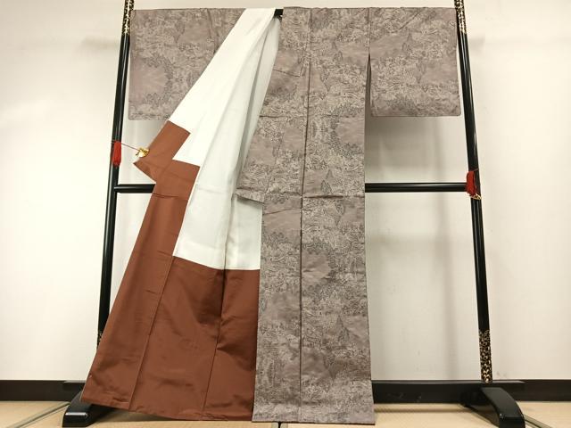 平和屋着物●都喜ヱ門　本場大島紬　カタス9マルキ　風景文　藤絹織物謹製　正絹　逸品　未使用　AABH0687fy_2