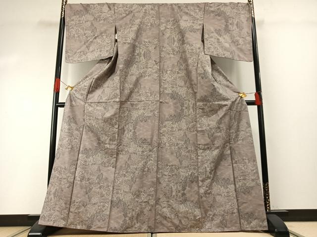 平和屋着物●都喜ヱ門　本場大島紬　カタス9マルキ　風景文　藤絹織物謹製　正絹　逸品　未使用　AABH0687fy_1