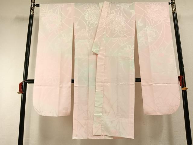 平和屋着物●振袖用長襦袢　無双仕立て　草花地紋　暈し染め　洗える着物　AABH0741fy