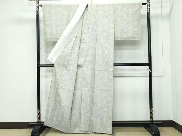 平和屋本店▽極上　白鷹お召　単衣　110亀甲　麻の葉文様　逸品　未使用　CZAA5593s6_2