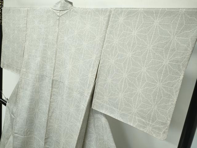 平和屋本店▽極上　白鷹お召　単衣　110亀甲　麻の葉文様　逸品　未使用　CZAA5593s6_3