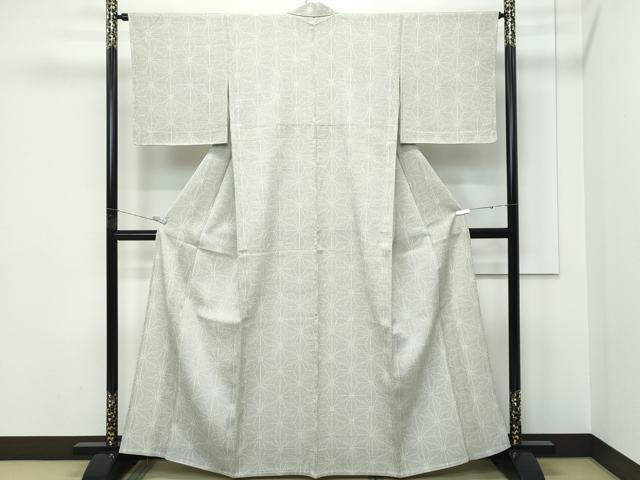 平和屋本店▽極上　白鷹お召　単衣　110亀甲　麻の葉文様　逸品　未使用　CZAA5593s6_1