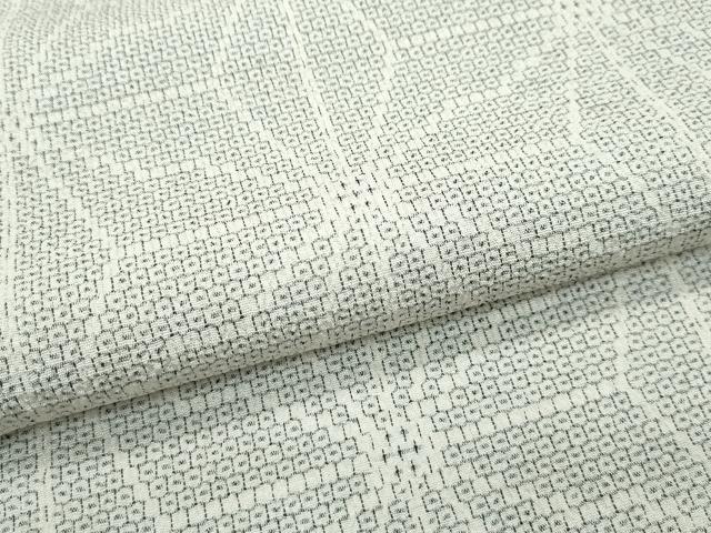 平和屋本店▽極上　白鷹お召　単衣　110亀甲　麻の葉文様　逸品　未使用　CZAA5593s6_7