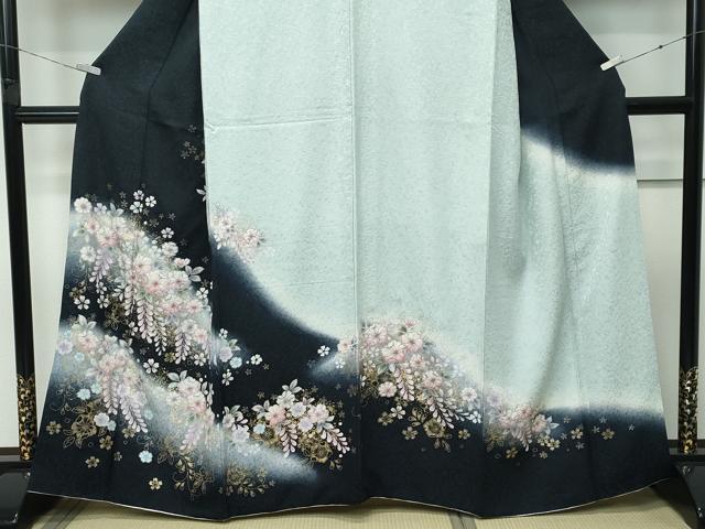 平和屋本店●極上　訪問着　辻が花　絞り　暈し染め　銀通し地　逸品　CZAA5579s6_3
