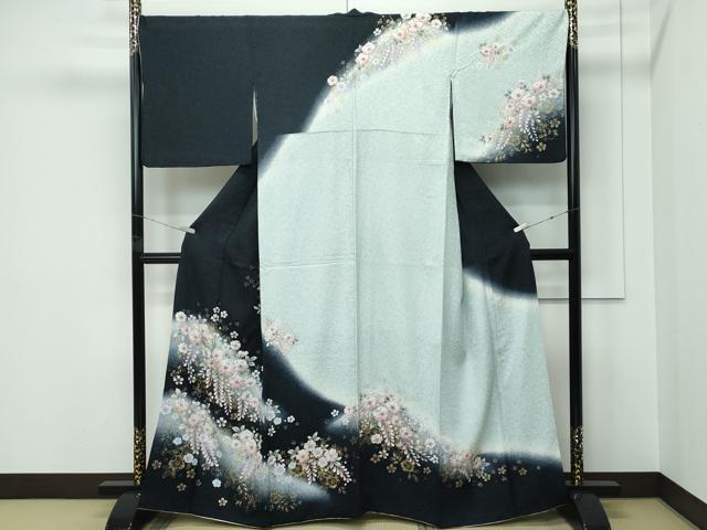 平和屋本店○極上 訪問着 辻が花 絞り 暈し染め 銀通し地 逸品