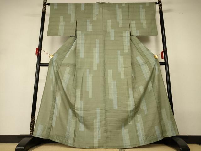 平和屋着物＊夏物　小紋　絽　変わり縞　洗える着物　AABH3265jd_1