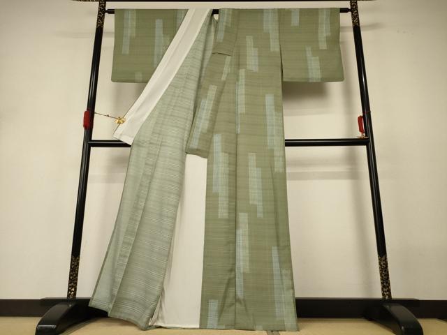 平和屋着物＊夏物　小紋　絽　変わり縞　洗える着物　AABH3265jd_2