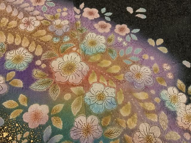 平和屋着物●豪華振袖　辻が花　絞り　暈し染め　黒地　金彩　金通し地　正絹　逸品　AABH3871ph_3