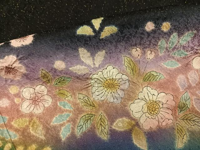 平和屋着物●豪華振袖　辻が花　絞り　暈し染め　黒地　金彩　金通し地　正絹　逸品　AABH3871ph_5