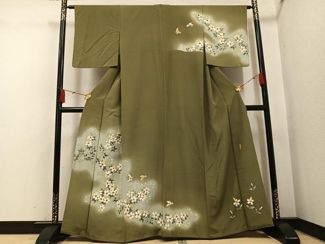 平和屋着物●本加賀友禅作家　能川光陽　青山みとも　訪問着　花蝶文　暈し染め　正絹　逸品　AABH4091ph