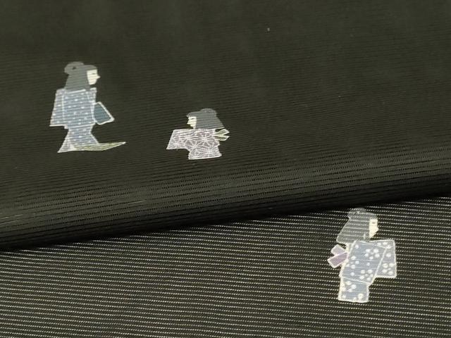 平和屋着物＊夏物　小紋　絽　人物文　洗える着物　AABH3911jd_4