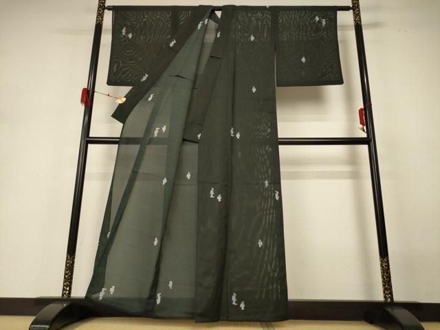 平和屋着物＊夏物　小紋　絽　人物文　洗える着物　AABH3911jd_2
