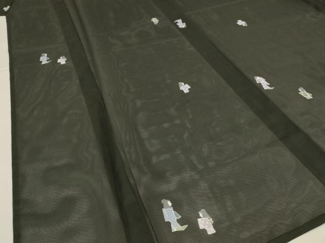 平和屋着物＊夏物　小紋　絽　人物文　洗える着物　AABH3911jd_3