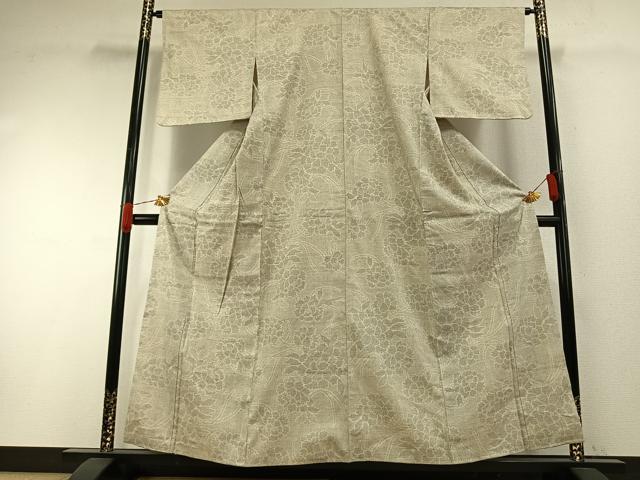 平和屋着物●本場結城紬　重要無形文化財　100亀甲　草花文　正絹　逸品　AABH0913fy_1