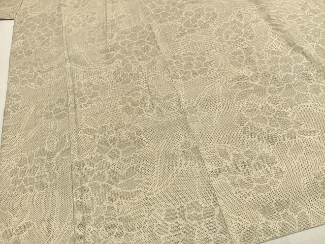 平和屋着物●本場結城紬　重要無形文化財　100亀甲　草花文　正絹　逸品　AABH0913fy_3