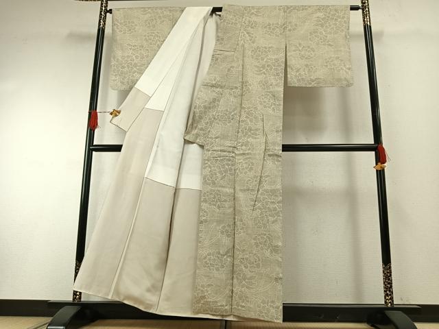 平和屋着物●本場結城紬　重要無形文化財　100亀甲　草花文　正絹　逸品　AABH0913fy_2