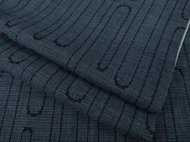 平和屋着物●綿薩摩　東郷織物謹製　手織　160亀甲　實篤　永江明夫(正藍染)　160亀甲　エ霞文　綿　逸品　AABH4599ck