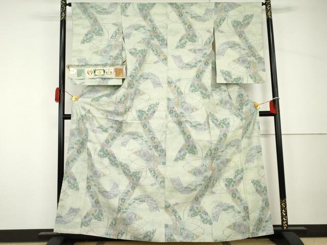 平和屋着物●本場結城紬　重要無形文化財　奥順　100亀甲　もろ入り　鬘帯吉祥花文　証紙付き　正絹　逸品　AABH7131cs