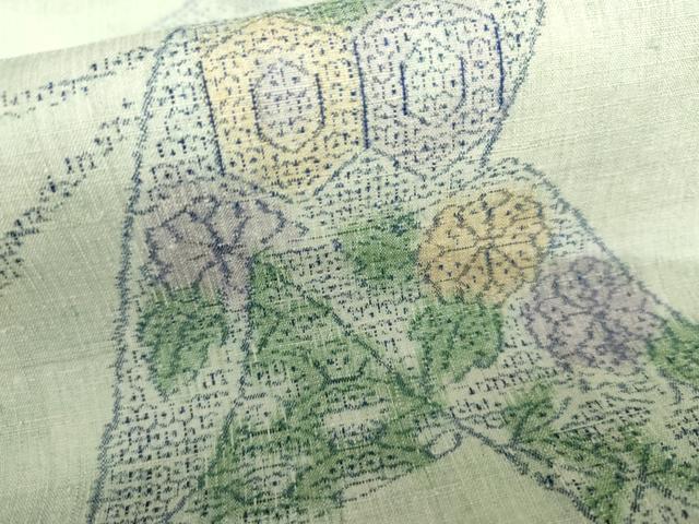 平和屋着物●本場結城紬　重要無形文化財　奥順　100亀甲　もろ入り　鬘帯吉祥花文　証紙付き　正絹　逸品　AABH7131cs_4