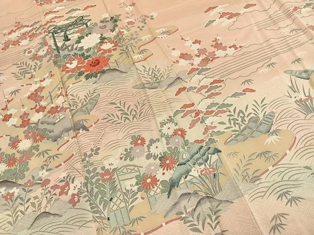 平和屋着物●訪問着　友禅　貝桶花文　暈し染め　正絹　逸品　AABH4873fy_3