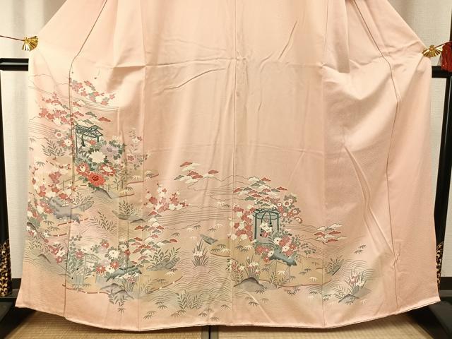 平和屋着物●訪問着　友禅　貝桶花文　暈し染め　正絹　逸品　AABH4873fy_2