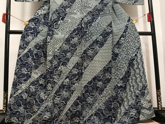 平和屋着物●藍造り国選定無形文化財　藍師・佐藤昭人　訪問着　花唐草文　正絹　逸品　AABH6931ph_2