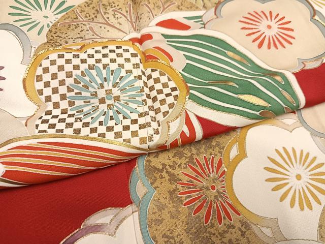 平和屋着物●友禅白木染匠　二代目　白木周生　振袖　駒刺繍　松竹梅文　金彩　正絹　逸品　AABH8263ph_4