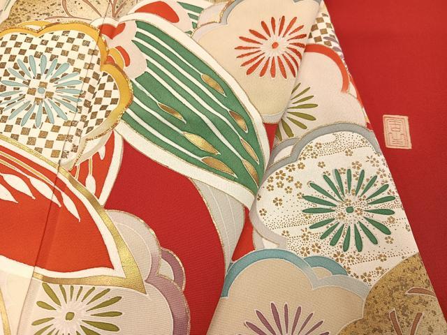 平和屋着物●友禅白木染匠　二代目　白木周生　振袖　駒刺繍　松竹梅文　金彩　正絹　逸品　AABH8263ph_8