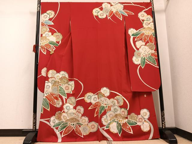 平和屋着物●友禅白木染匠　二代目　白木周生　振袖　駒刺繍　松竹梅文　金彩　正絹　逸品　AABH8263ph