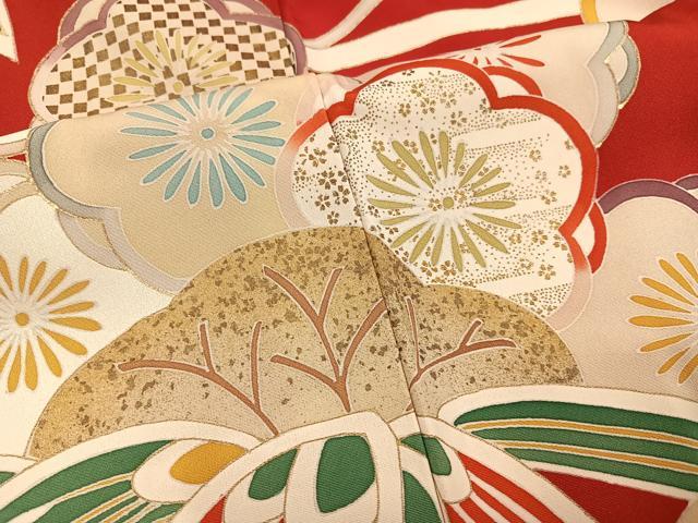 平和屋着物●友禅白木染匠　二代目　白木周生　振袖　駒刺繍　松竹梅文　金彩　正絹　逸品　AABH8263ph_5