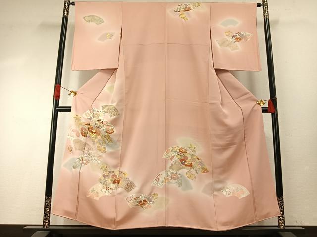 平和屋着物●創業460年・千總 　訪問着　地紙花文　暈し染め　金彩　正絹　逸品　AABH4907fy