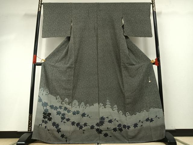 平和屋着物●江戸小紋染工房　小林染芸　小林茂徳　江戸小紋　訪問着　蔦の葉文　正絹　逸品　AABH4942fy