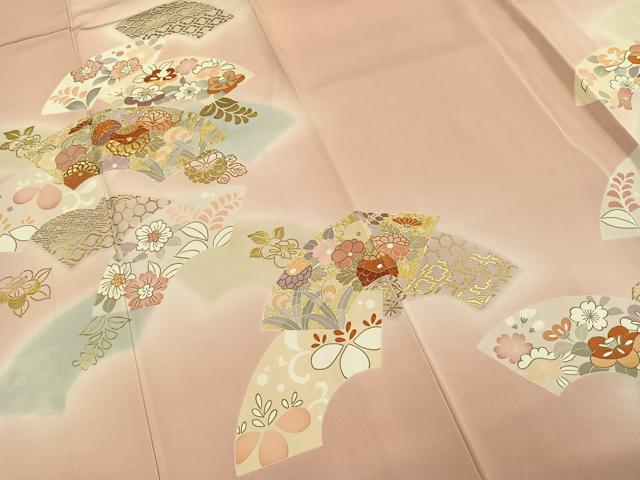 平和屋着物●創業460年・千總 　訪問着　地紙花文　暈し染め　金彩　正絹　逸品　AABH4907fy_3