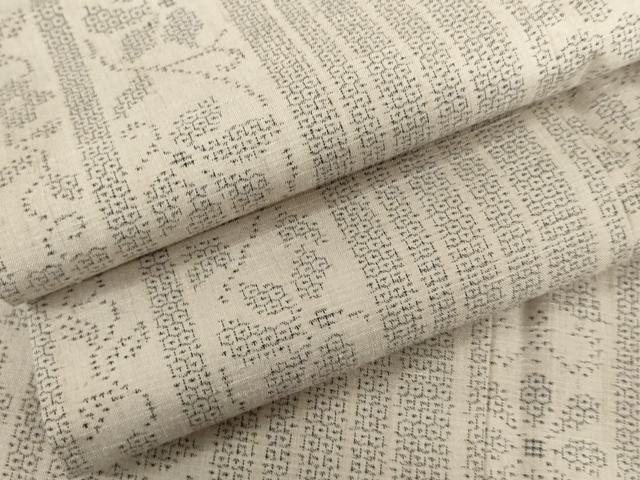 平和屋着物●結城紬　100亀甲　花唐草間道　正絹　逸品　AABH8917cs