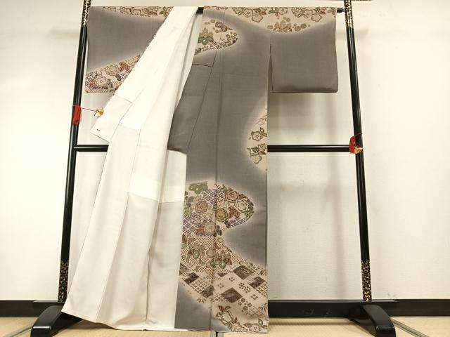 平和屋着物●訪問着　作家物　辻が花　暈し染め　金彩　三越扱い　正絹　逸品　AABH4989fy_1