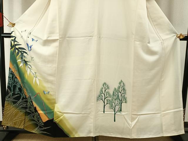 平和屋着物●訪問着　舞蝶文　ろうけつ染め　暈し染め　正絹　逸品　AABH5007fy_2