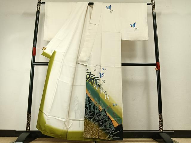 平和屋着物●訪問着　舞蝶文　ろうけつ染め　暈し染め　正絹　逸品　AABH5007fy_1