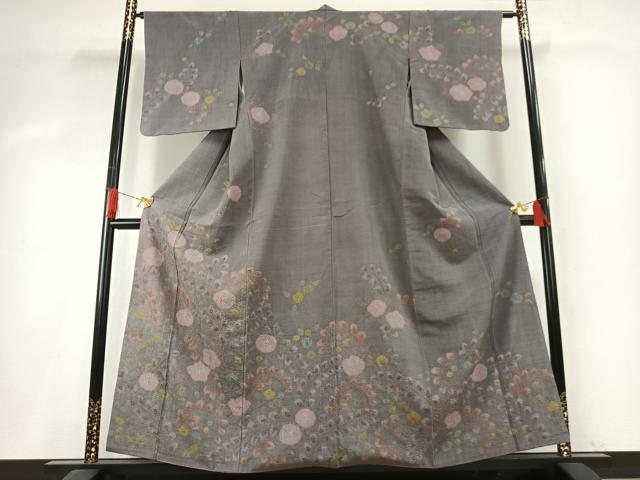 平和屋着物●訪問着　紬地　絞り　辻が花　正絹　逸品　AABH5143fy