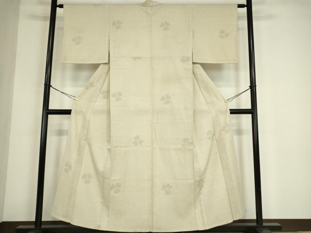 平和屋着物▽本塩沢　単衣　舞花文　110亀甲　正絹　逸品　DABE4448az_1